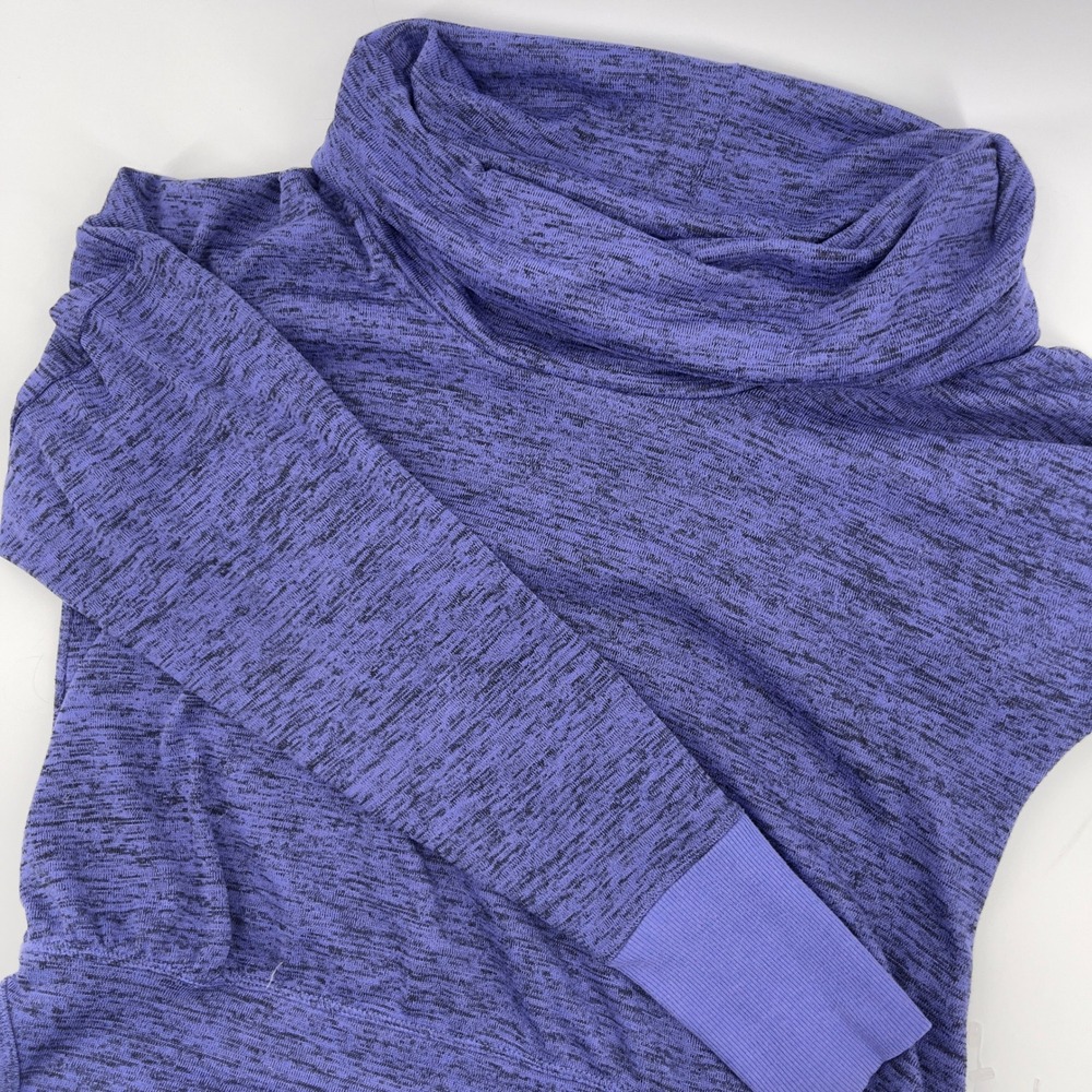 Athleta Women's Purple Heather Cowl Neck Pullover Long‎ Sleeve Top Thumb Holes S